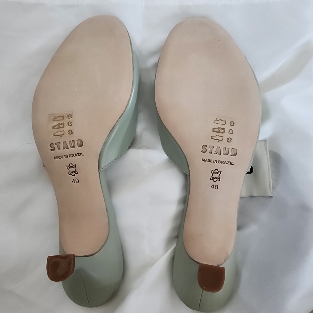 STAUD Bridgette Pale Jade Open-Toe Heels 40 - Picture 8 of 8